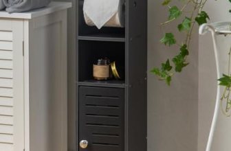 AOJEZOR Toilet Paper Holder Stand: Freestanding No Drill PVC Bathroom Storage fo