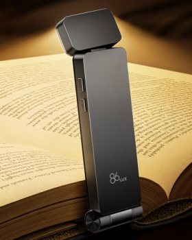 86lux Book Light, Rechargeable Clip-On LED Reading Light for Bed & Night Use
