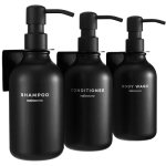 Shampoo and Conditioner Dispenser Wall Mounted Set of 3 Black