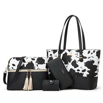 Women Fashion Handbags Wallet Tote Bag Shoulder Bag Top Handle Satchel Cow Print