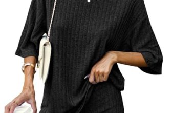 Ekouaer Pajamas 2 Piece Lounge Sets Ribbed Knit Matching Outfits T-shirt Biker S