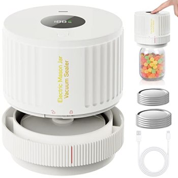 LOVE MOMENT Electric Mason Jar Vacuum Sealer Kit for Wide Mouth and Regular Mout