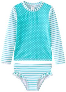 UMELOK Baby Girls’ Swimwear Rashguard Swimsuit Long Sleeve Bathing Suit Aqua/Tri