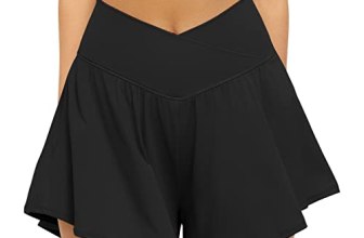 FireSwan Crossover Athletic Shorts for Women 2 in 1 Flowy Running Shorts with Po