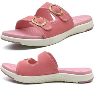 COFACE Womens Orthotic Slides Comfort Plantar Fasciitis Arch Support Slip on Fla