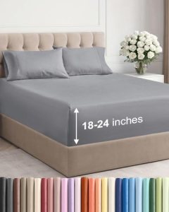 Extra Deep King Sheet Set – 4 Piece Breathable & Cooling Bed Sheets