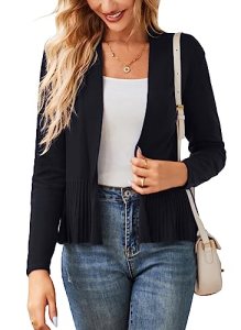 GRACE KARIN Women’s Lightweight Peplum Cardigan Sweaters Open Front Cropped Card