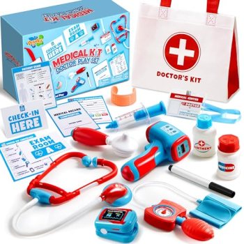 Play-Act Kids Doctor Kit, 16-Piece Medical Kit with Bag