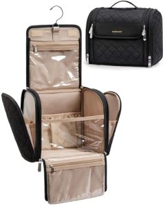 BAGSMART Makeup Bag for Women with Hanging Hook – Portable Cosmetic Case