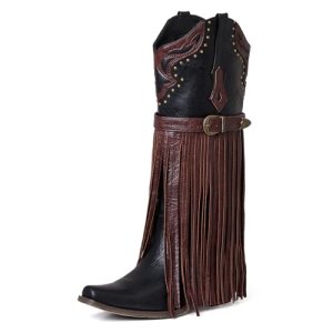 SaraIris Women’s Knee High Fringe Cowboy Boots