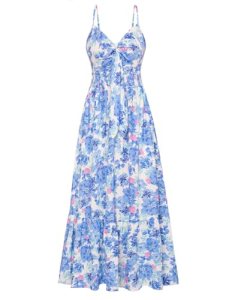 GRACE KARIN Sleeveless Long Dress for Women Tie Front V Neck Boho Beach Maxi Dre