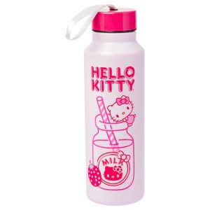 Silver Buffalo Hello Kitty Kawaii Strawberry Milk Pink Stainless Steel Water Bot
