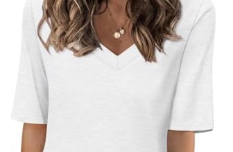 Minetom Women’s V Neck T Shirts Casual Half Sleeve Tops Basic Summer Tees A Whit