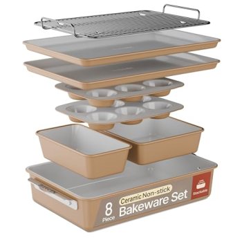 Bakken 8-Piece Stackable Bakeware Set – Ceramic Non-Stick Coating