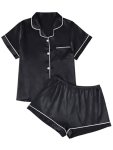 LILLUSORY Silk Satin Pajama Set for Women 2 Piece Lounge Pjs Winter Matching Sum