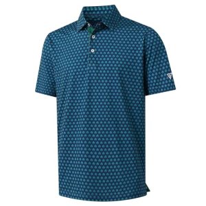 M MAELREG Mens Golf Shirt Short Sleeve Dry Fit Print Moisture Wicking Performanc