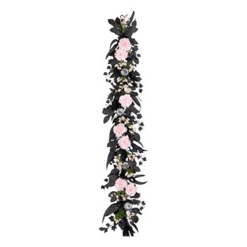 National Tree Company Artificial Pretty Morbid Pink Carnation Halloween Garland