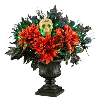 National Tree Company, 20inch Artificial Boo-Tiful Halloween Urn with Orange Flo