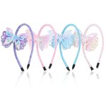 GAFATORY Glitter Butterfly Headbands 4Pcs Butterfly headband Sparkly Hair Band B