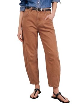 GRAPENT Barrel Jeans for Women Balloon Wide Leg Cropped Trendy Jeans Boyfriend H