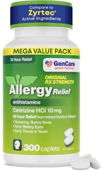GenCare – Cetirizine HCL 10 mg (300 Caplets)