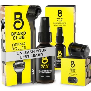 Beard Club Premium Derma Roller & Biotin Beard Growth Vitamin Spray