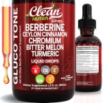 Clean Nutra Berberine with Ceylon Cinnamon Supplement Liquid Drops + Bitter Melo