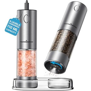 ThermoMaven Upgraded Larger Capacity Electric Salt and Pepper Grinder Set