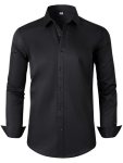 GIANZEN Black Button Down Dress Shirt Men Shirts Mens Long Sleeve Big and Tall O