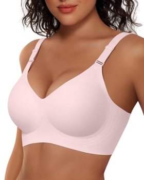 Vertvie Womens Wireless Jelly Bras No Underwire Push Up Seamless Bra Supportive