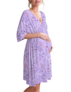 Ekouaer 3 in 1 Labor/Delivery/Hospital Gown Maternity Dress Nursing Nightgown Sl