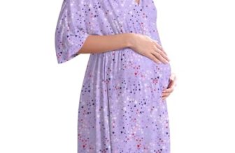 Ekouaer 3 in 1 Labor/Delivery/Hospital Gown Maternity Dress Nursing Nightgown Sl