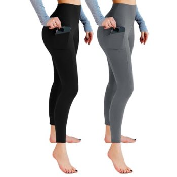 Leafigure 2 Pack Leggings with Pockets for Women