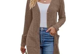 Witsmile Cardigan Sweaters for Women Cozy Lightweight Open Front Long Cardigan S