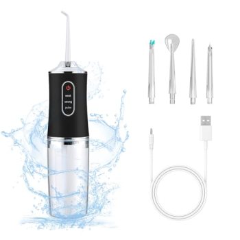 Electric Water Flosser Cordless for Teeth 3 Modes 4 Jet Tips Cleaning and Flossi