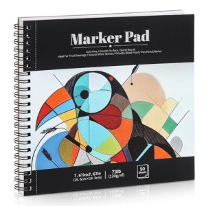 50 Sheets Marker Paper Pad, 7.6×7.6 Inch Bleedproof Art Sketch Pad