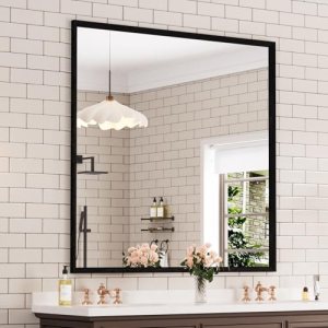 WEER 36X36 Inch Black Bathroom Mirror