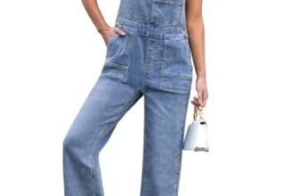 luvamia Soft Denim Overalls for Women Straight Wide Leg Baggy Stretchy Casual Wo