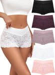 ALL OF SHE Lace Boyshort Sexy Underwear Womens Panties Cheeky Plus Size Lingerie