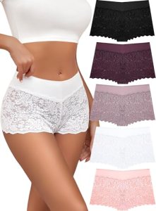 ALL OF SHE Lace Boyshort Sexy Underwear Womens Panties Cheeky Plus Size Lingerie
