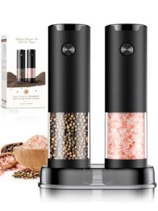 Electric Salt and Pepper Grinder Set Automatic Battery Pepper Mill Shakers Adjus