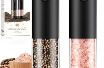 Electric Salt and Pepper Grinder Set Automatic Battery Pepper Mill Shakers Adjus