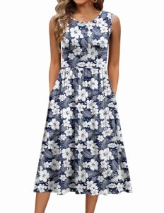 Zeagoo Midi Dresses for Women Summer Floral Aline Flowy Swing Tshirt Sundress Ca