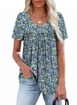 Womens Summer Tops Boho Trendy Short Sleeve Shirts for Women Casual Spring Outfi