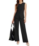 Casly Lamiit 2 Piece Outfits for Women 2026 Sleeveless Blazer Jackets Wide Leg P