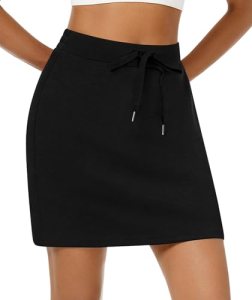 Casly Lamiit Black Skort Womens High Waisted Short Casual Drawstring Tennis Skir