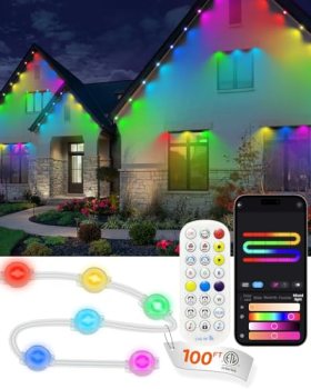 XXKJTO 100FT Permanent Outdoor Lights 72 Led Smart RGB Outside Christmas Light f