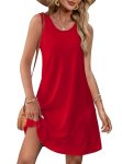 OFEEFAN Red Dresses for Women Flowy Beach Vacation Essentials Classic Wedding Gu