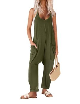 Ekouaer Womens Jumpsuit Sleeveless Casual Summer Overalls Jumpers Spaghetti Stra