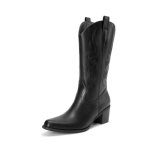 DREAM PAIRS Women’s Square Toe Cowboy Cowgirl Boots Embroidered Mid Calf Western